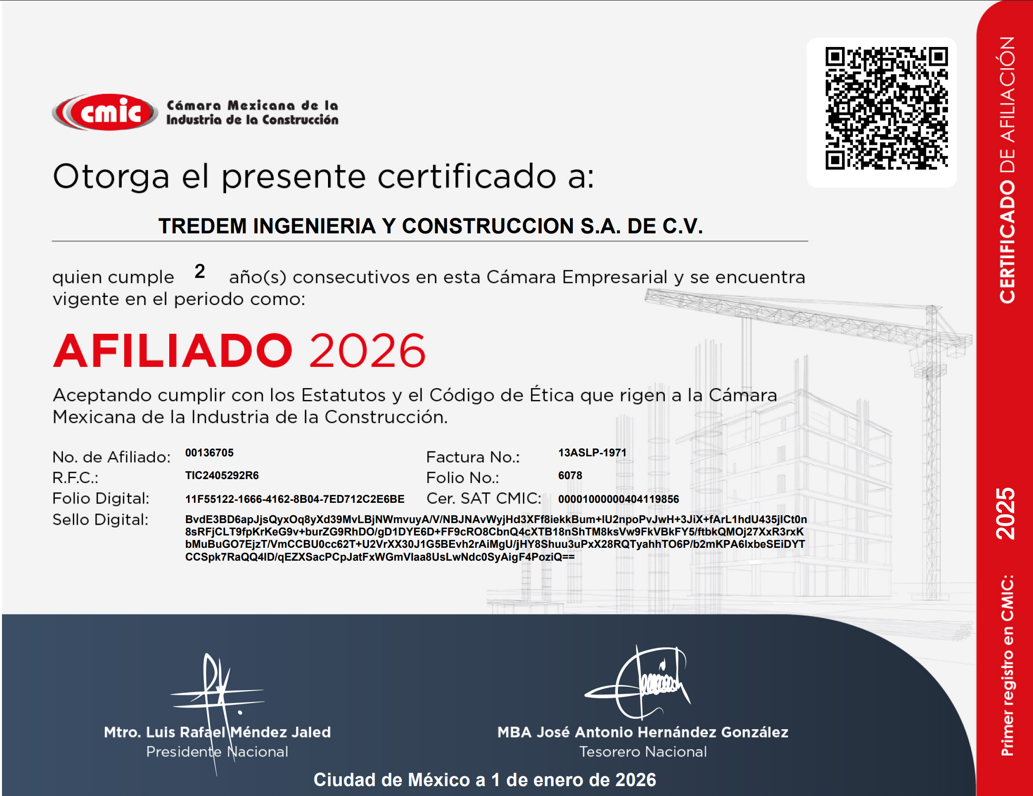 Certificado CMIC 2025
